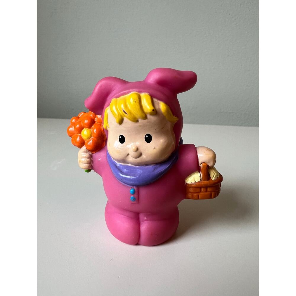 Fisher-Price Easter Bunny Outfit Costume Figure Pink Purple Flower Basket 2002